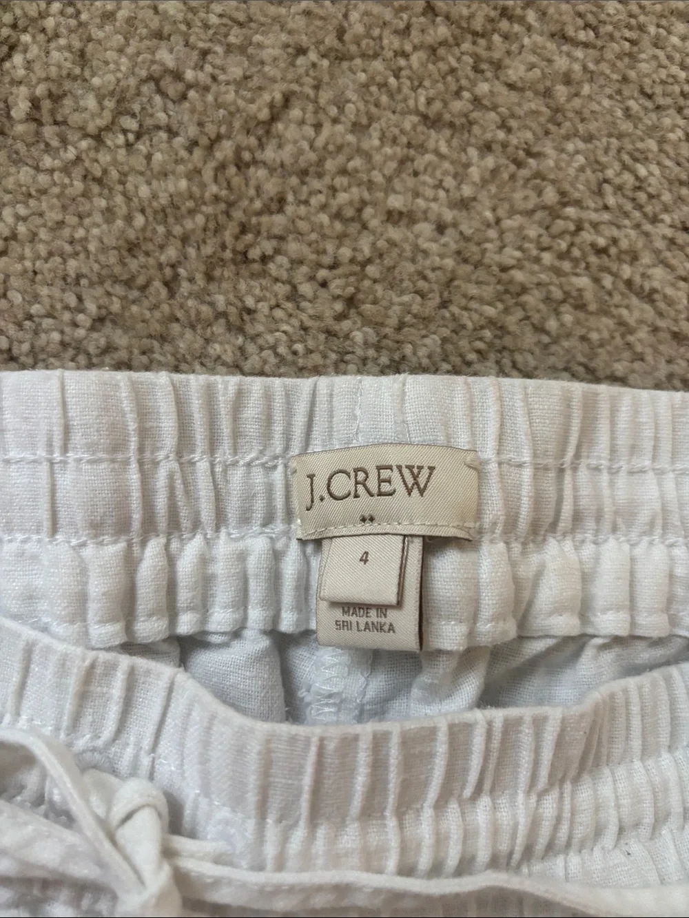 J Crew Women’s White Linen-Blend Drawstring Pants - Unbranded